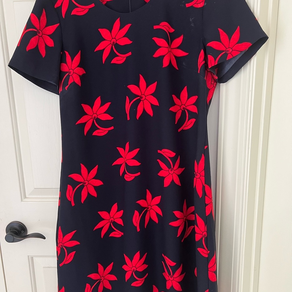 Banana Republic Black Dress with Red Floral Accents